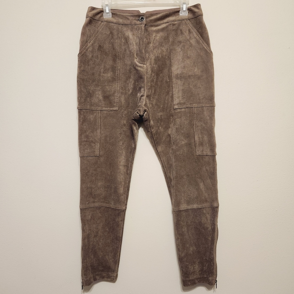 BCBGMaxAzria Cargo Loose Fit Faux Suede Pants in Light Tart